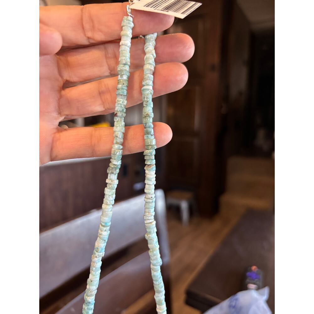 16" Larimar Heishi Beaded Necklace | Southwestern Necklace